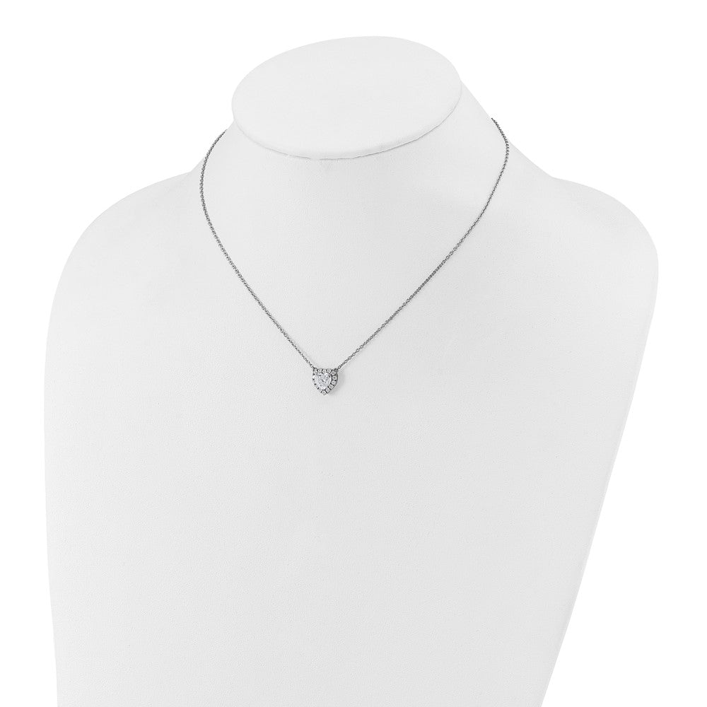 14kw 1 1/5ct Lab Grown Dia VS/SI+ G+ Comp 16 in Halo Heart Necklace