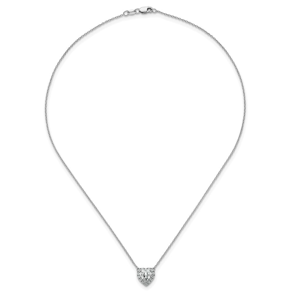 14kw 1 1/5ct Lab Grown Dia VS/SI+ G+ Comp 16 in Halo Heart Necklace