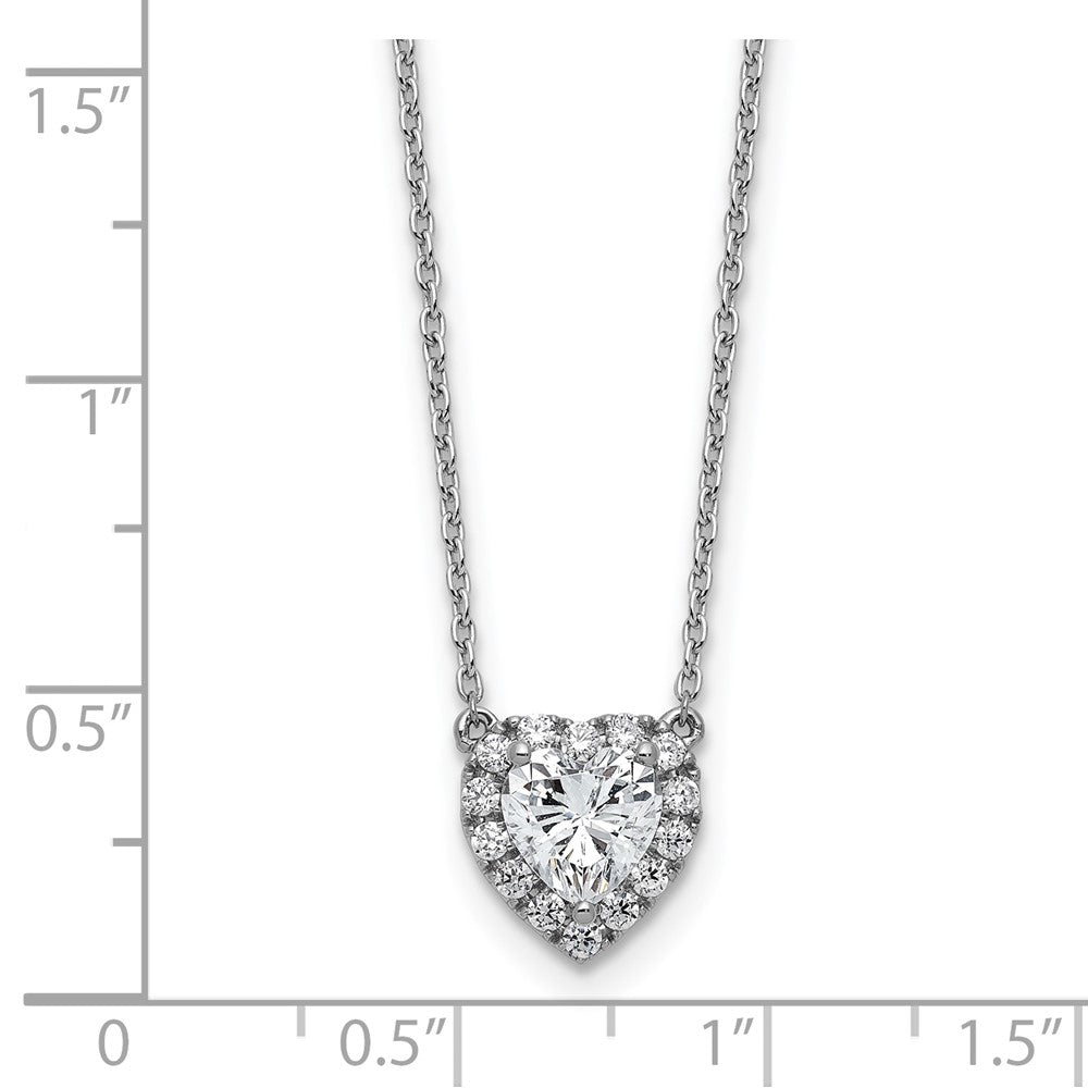 14kw 1 1/5ct Lab Grown Dia VS/SI+ G+ Comp 16 in Halo Heart Necklace