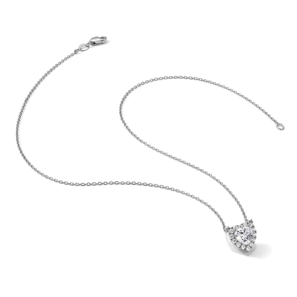 14kw 1 1/5ct Lab Grown Dia VS/SI+ G+ Comp 16 in Halo Heart Necklace