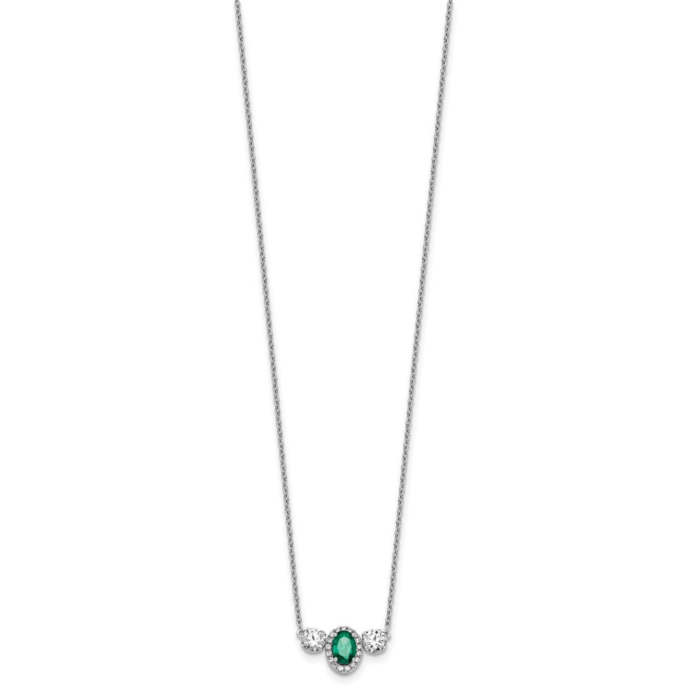 14kw 1 1/8ct Lab Grown Dia VS/SI+ G+ & Cr Em Comp 3 Stone 16in Necklace