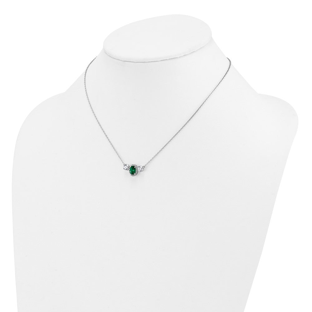 14kw 1 1/8ct Lab Grown Dia VS/SI+ G+ & Cr Em Comp 3 Stone 16in Necklace