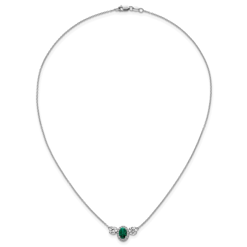 14kw 1 1/8ct Lab Grown Dia VS/SI+ G+ & Cr Em Comp 3 Stone 16in Necklace