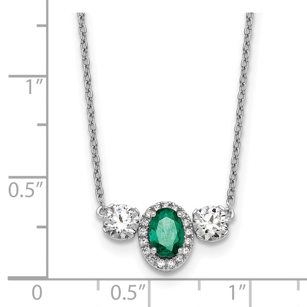 14kw 1 1/8ct Lab Grown Dia VS/SI+ G+ & Cr Em Comp 3 Stone 16in Necklace