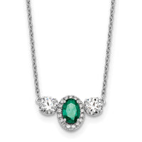 14kw 1 1/8ct Lab Grown Dia VS/SI+ G+ & Cr Em Comp 3 Stone 16in Necklace