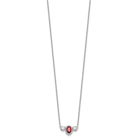 14kw 1 1/8ct Lab Grown Dia VS/SI+ G+ & Cr Ruby Comp 3 Stone 16in Necklace