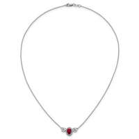 14kw 1 1/8ct Lab Grown Dia VS/SI+ G+ & Cr Ruby Comp 3 Stone 16in Necklace