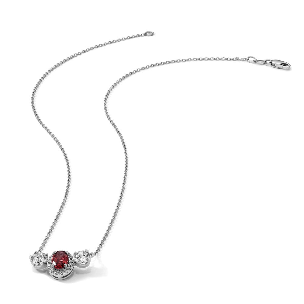 14kw 1 1/8ct Lab Grown Dia VS/SI+ G+ & Cr Ruby Comp 3 Stone 16in Necklace