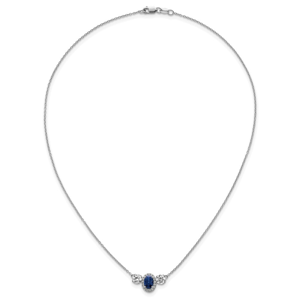 14kw 1 1/8ct Lab Grown Dia VS/SI+ G+ & Cr Sapp Comp 3 Stone 16in Necklace