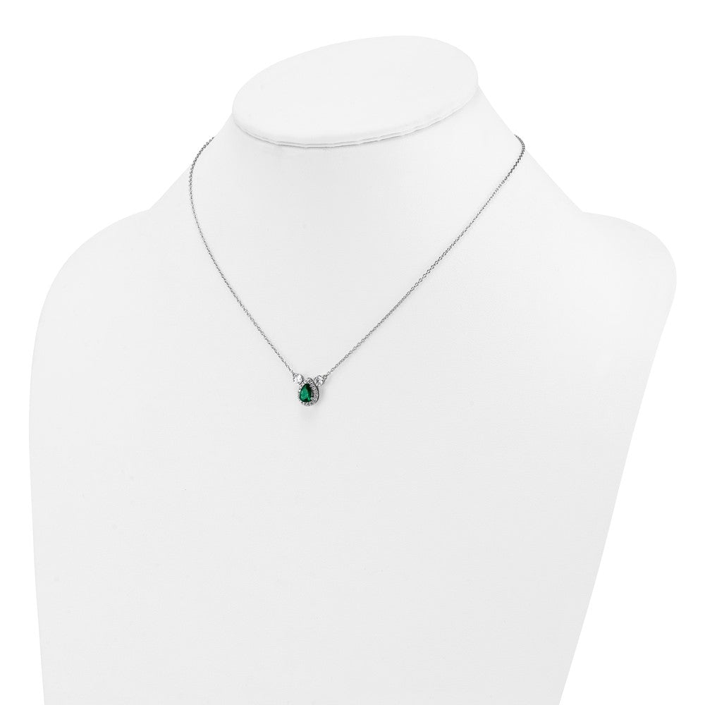 14kw 1/2ct Lab Grown Dia VS/SI+ G+ & Cr Emerald Comp 3 Stone 16in Necklace
