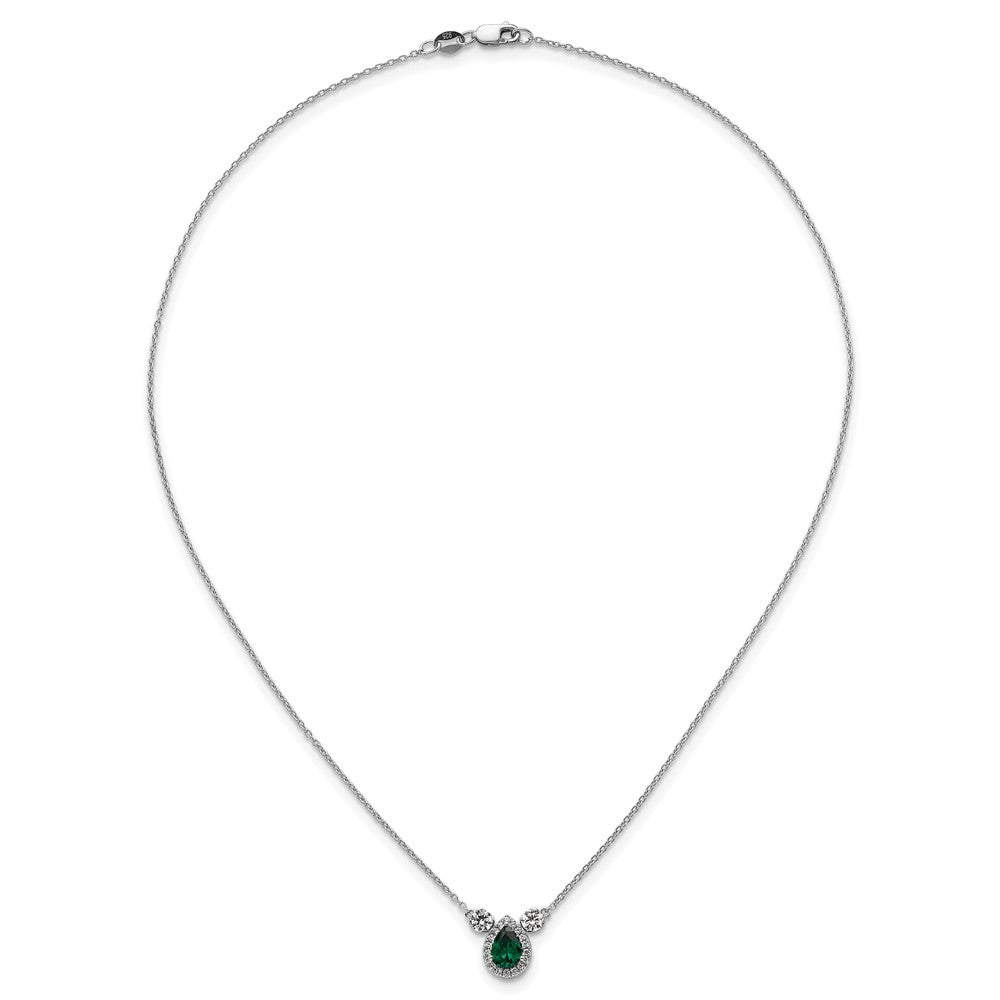 14kw 1/2ct Lab Grown Dia VS/SI+ G+ & Cr Emerald Comp 3 Stone 16in Necklace