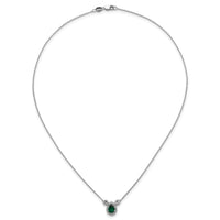 14kw 1/2ct Lab Grown Dia VS/SI+ G+ & Cr Emerald Comp 3 Stone 16in Necklace