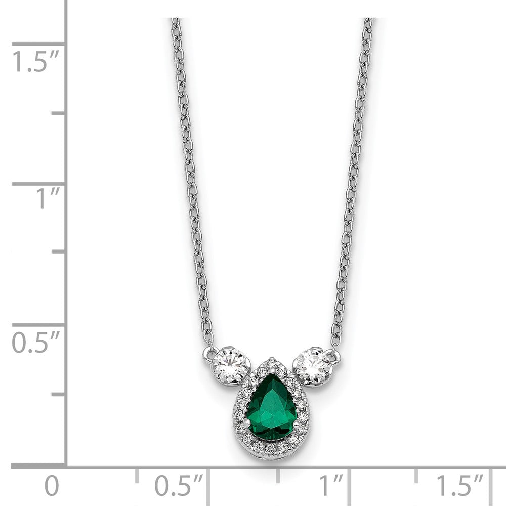 14kw 1/2ct Lab Grown Dia VS/SI+ G+ & Cr Emerald Comp 3 Stone 16in Necklace