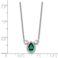 14kw 1/2ct Lab Grown Dia VS/SI+ G+ & Cr Emerald Comp 3 Stone 16in Necklace