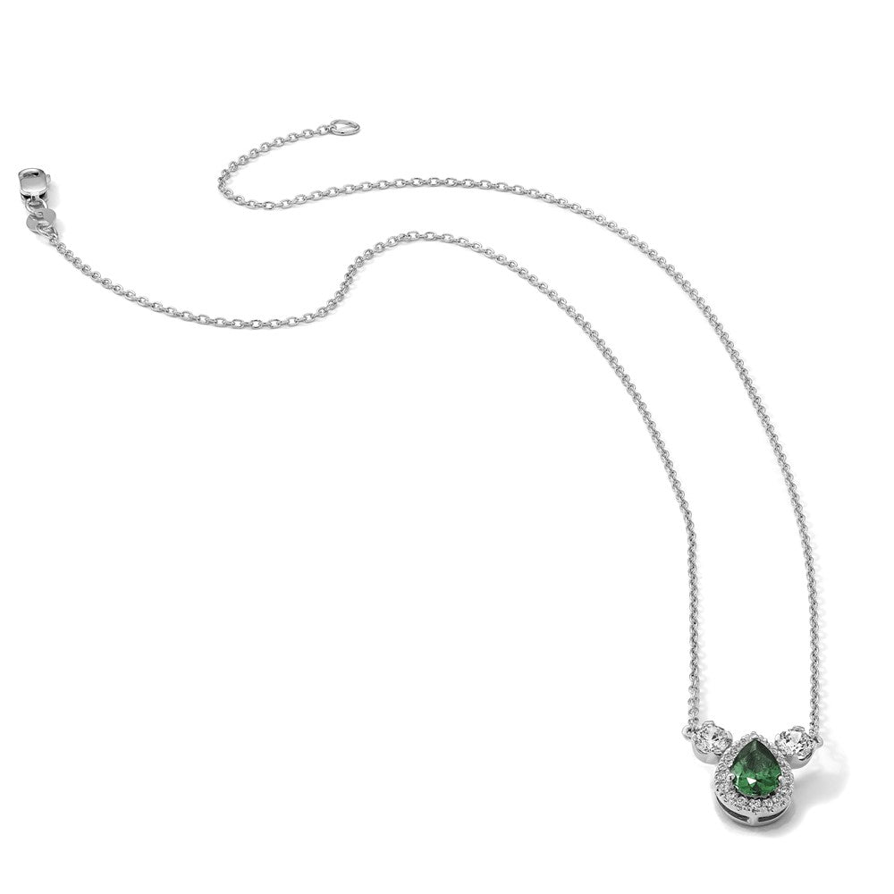 14kw 1/2ct Lab Grown Dia VS/SI+ G+ & Cr Emerald Comp 3 Stone 16in Necklace