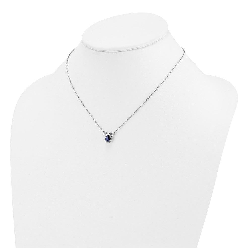 14kw 1/2ct Lab Grown Dia VS/SI+ G+ & Cr Sapp Comp 3 Stone 16in Necklace