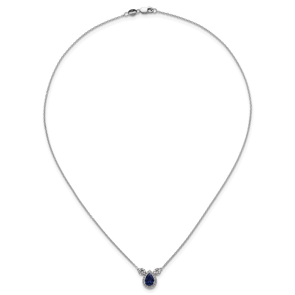 14kw 1/2ct Lab Grown Dia VS/SI+ G+ & Cr Sapp Comp 3 Stone 16in Necklace
