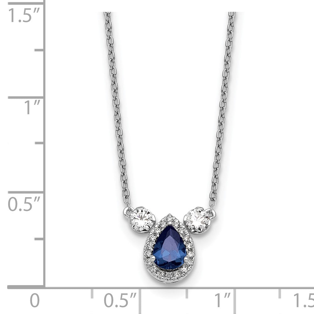 14kw 1/2ct Lab Grown Dia VS/SI+ G+ & Cr Sapp Comp 3 Stone 16in Necklace