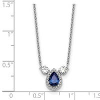 14kw 1/2ct Lab Grown Dia VS/SI+ G+ & Cr Sapp Comp 3 Stone 16in Necklace