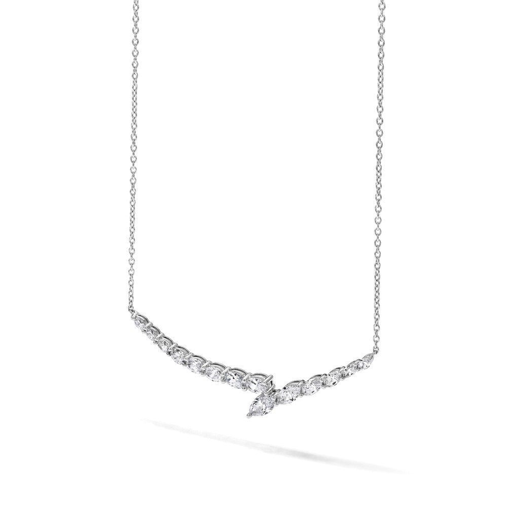 14kw 4ct Lab Grown Diamond VS/SI+ G+ Comp 16in Fashion Bar Necklace