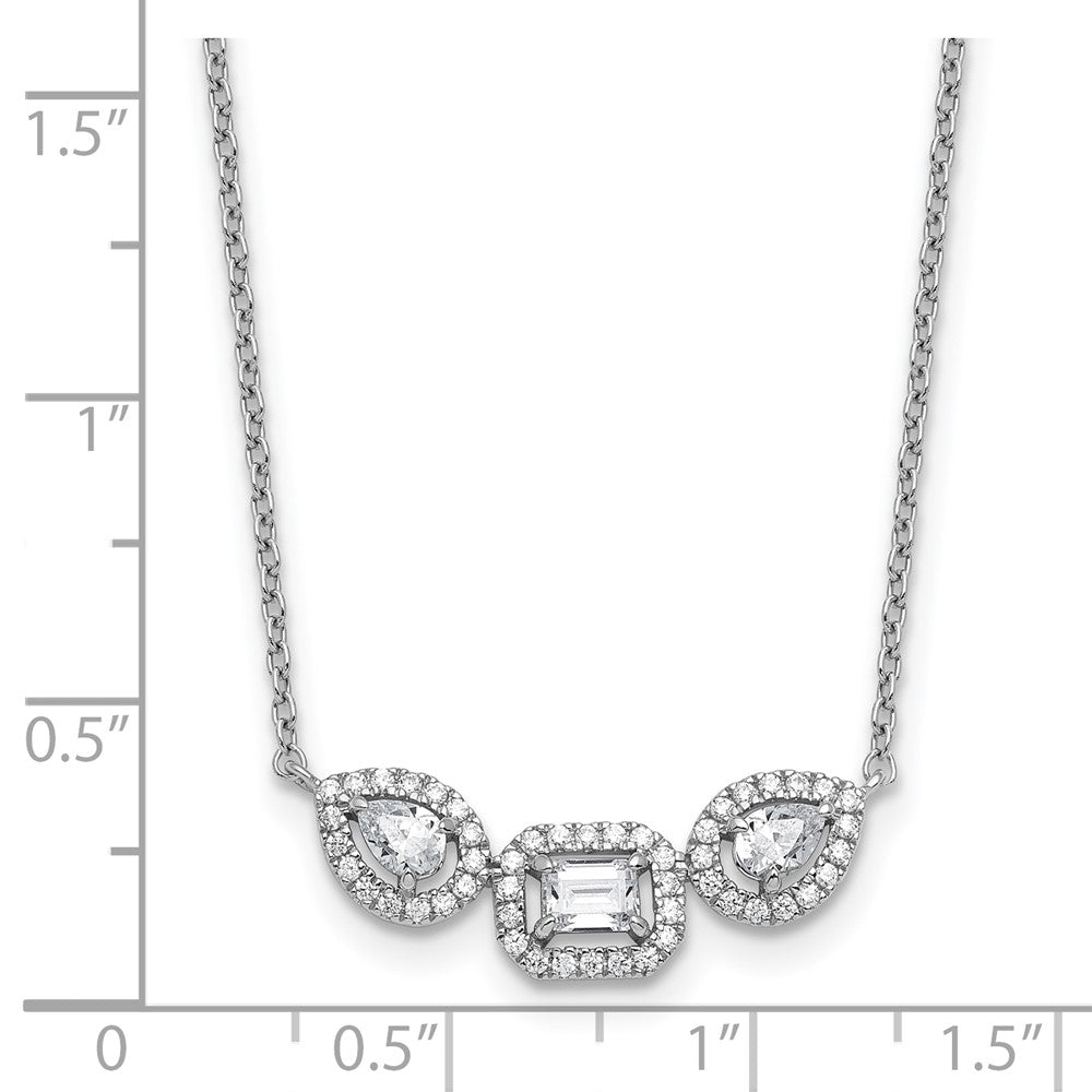 14kw 3/4ct Lab Grown Diamond VS+ F+ Comp 18in 3 Stone Necklace