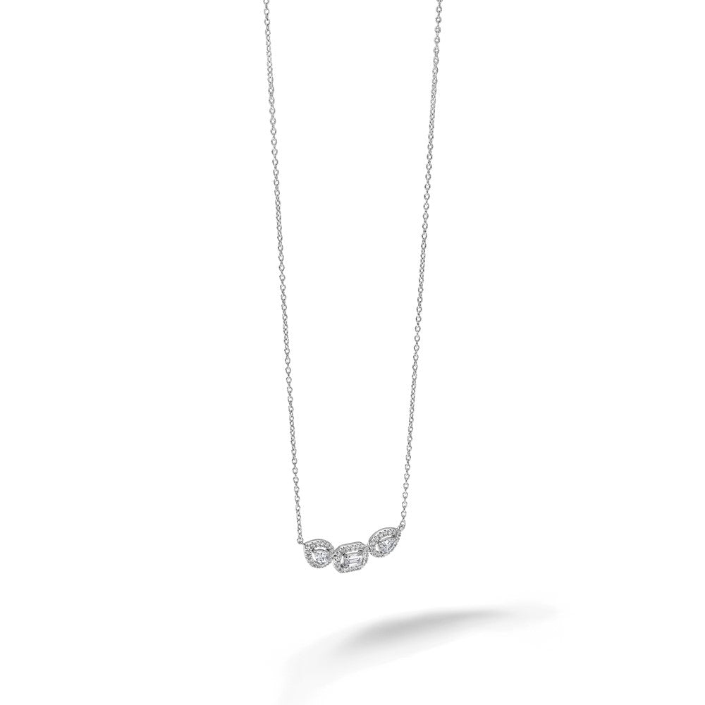 14kw 3/4ct Lab Grown Diamond VS+ F+ Comp 18in 3 Stone Necklace