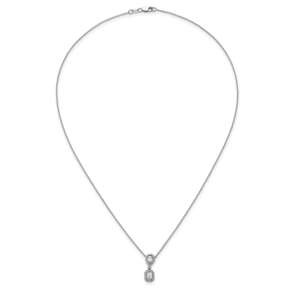 14kw 1/2ct Lab Grown Diamond VS+ F+ Comp 18in Halo Dangle Necklace