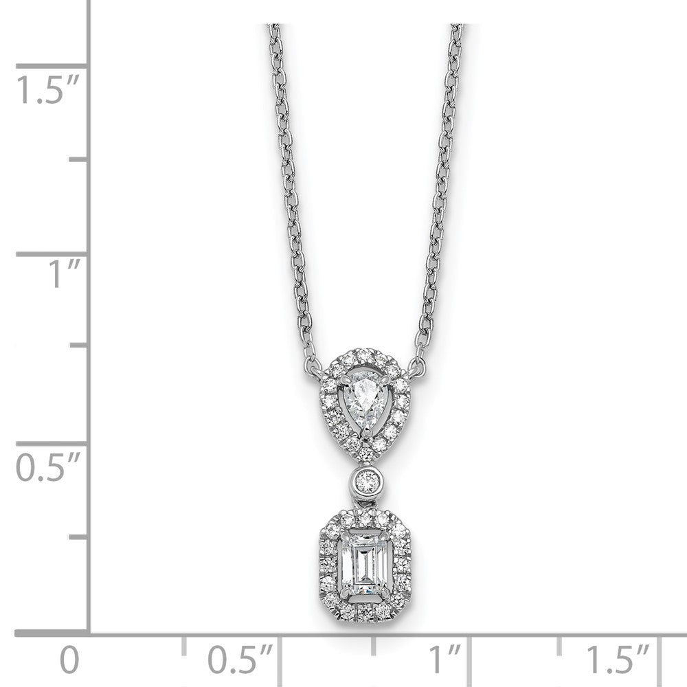 14kw 1/2ct Lab Grown Diamond VS+ F+ Comp 18in Halo Dangle Necklace