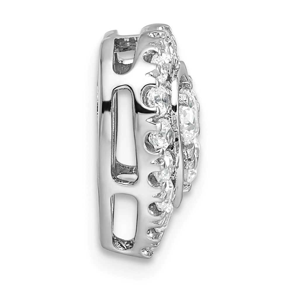14kw 7/8ct Lab Grown Dia VS/SI+ G+ Comp Halo Heart Chain Slide Pendant