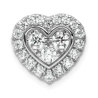 14kw 7/8ct Lab Grown Dia VS/SI+ G+ Comp Halo Heart Chain Slide Pendant