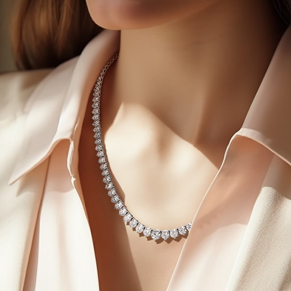 14kw 26 3/4ct Lab Grown Diamond VS+ F+ 18in Grad Tennis Necklace