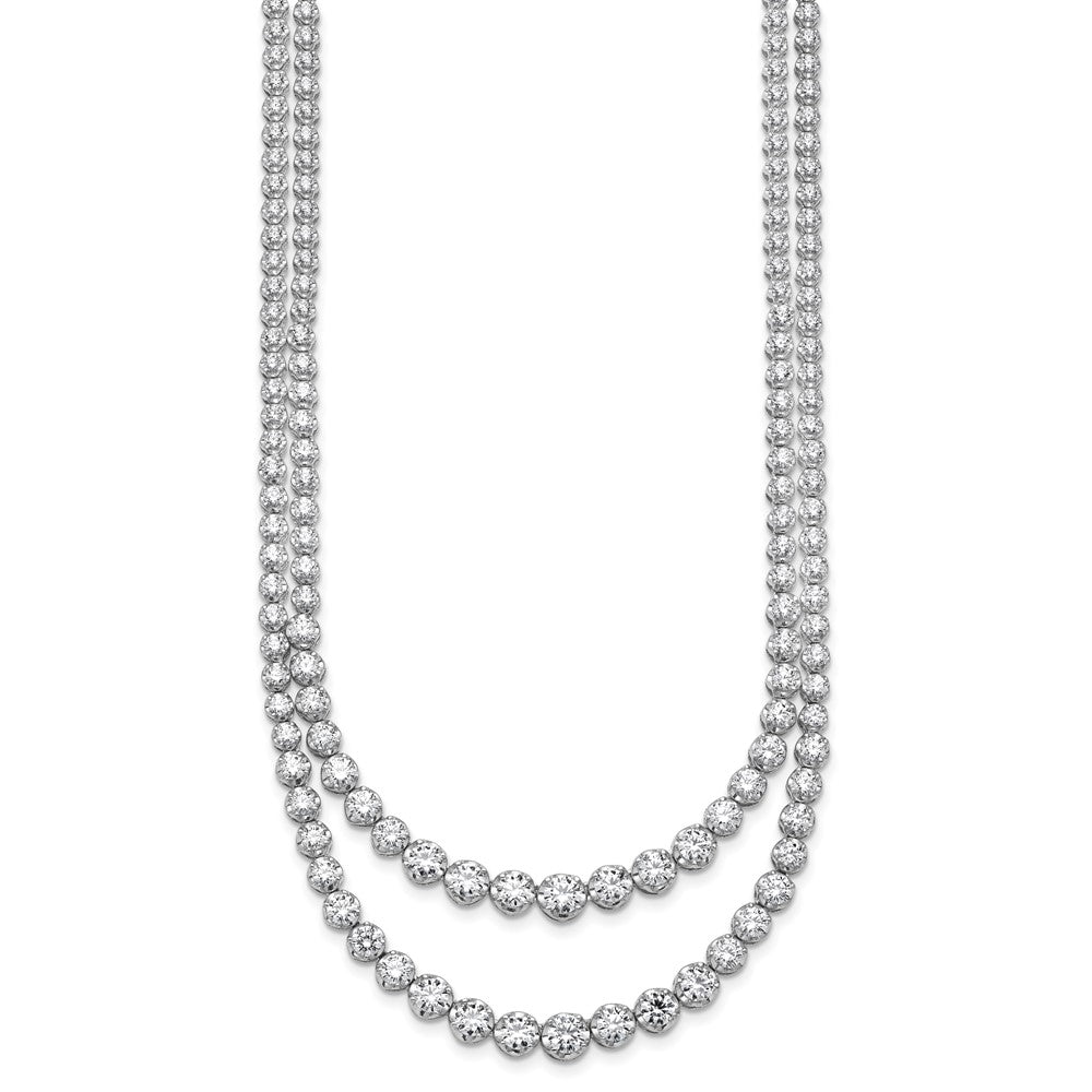 14kw 14 3/8ct Cert Lab Grown Dia VS+ F+ 16in Grad Layered Tennis Necklace