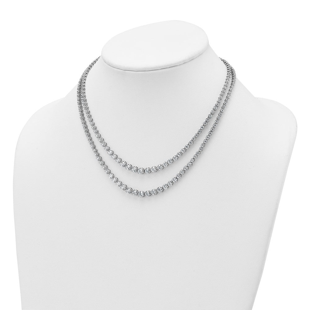 14kw 14 3/8ct Cert Lab Grown Dia VS/SI+ G+ 16in Grad Layer Tennis Necklace