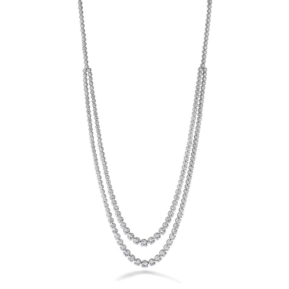 14kw 14 3/8ct Lab Grown Dia VS+ F+ 16in Grad Layered Tennis Necklace