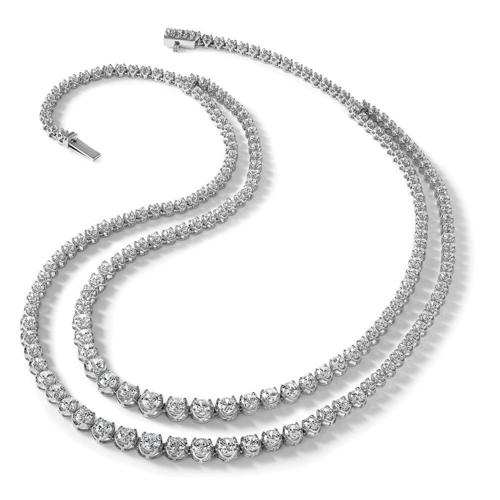 14kw 14 3/8ct Lab Grown Dia VS+ F+ 16in Grad Layered Tennis Necklace