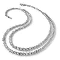14kw 14 3/8ct Lab Grown Dia VS+ F+ 16in Grad Layered Tennis Necklace
