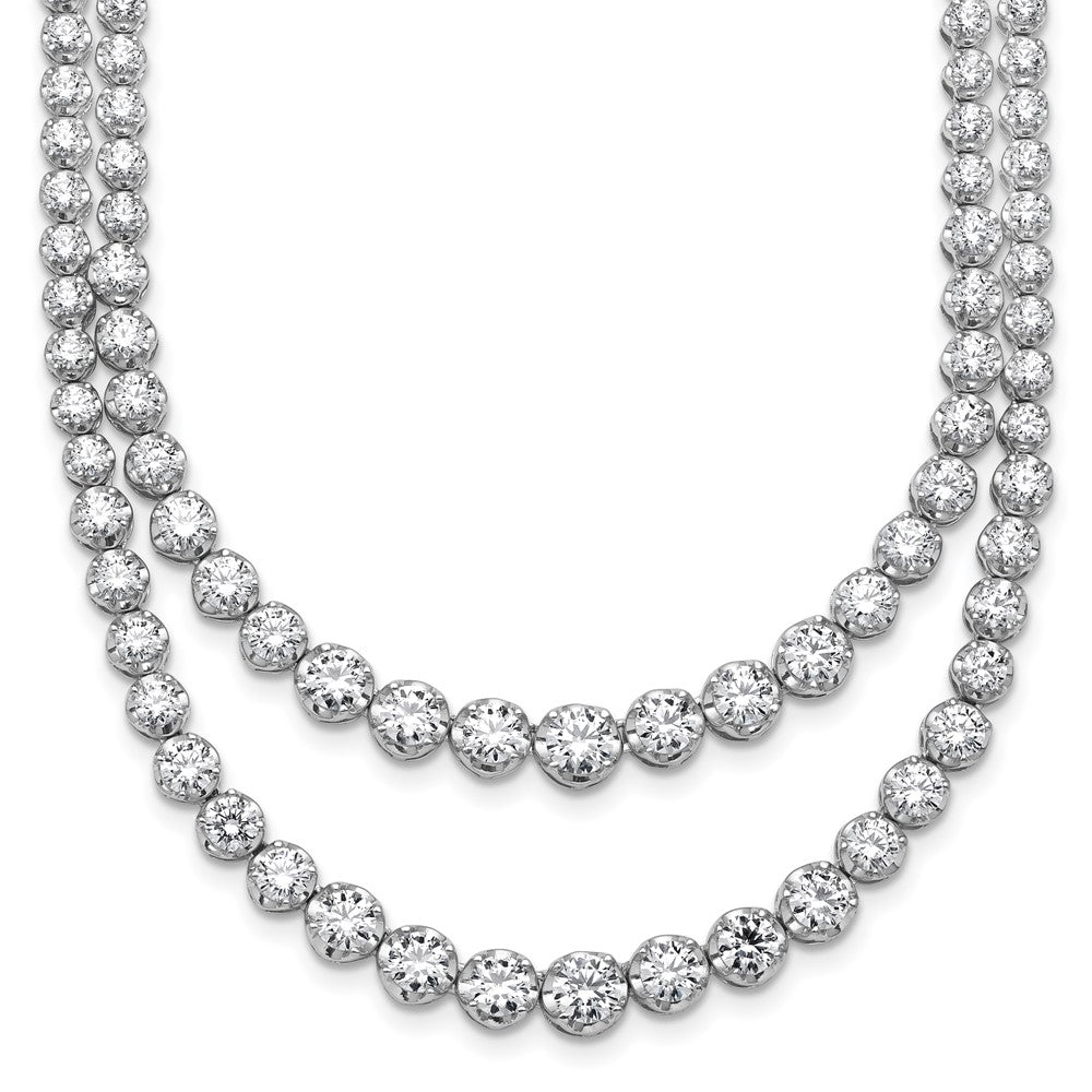 14kw 14 3/8ct Cert Lab Grown Dia VS+ F+ 16in Grad Layered Tennis Necklace