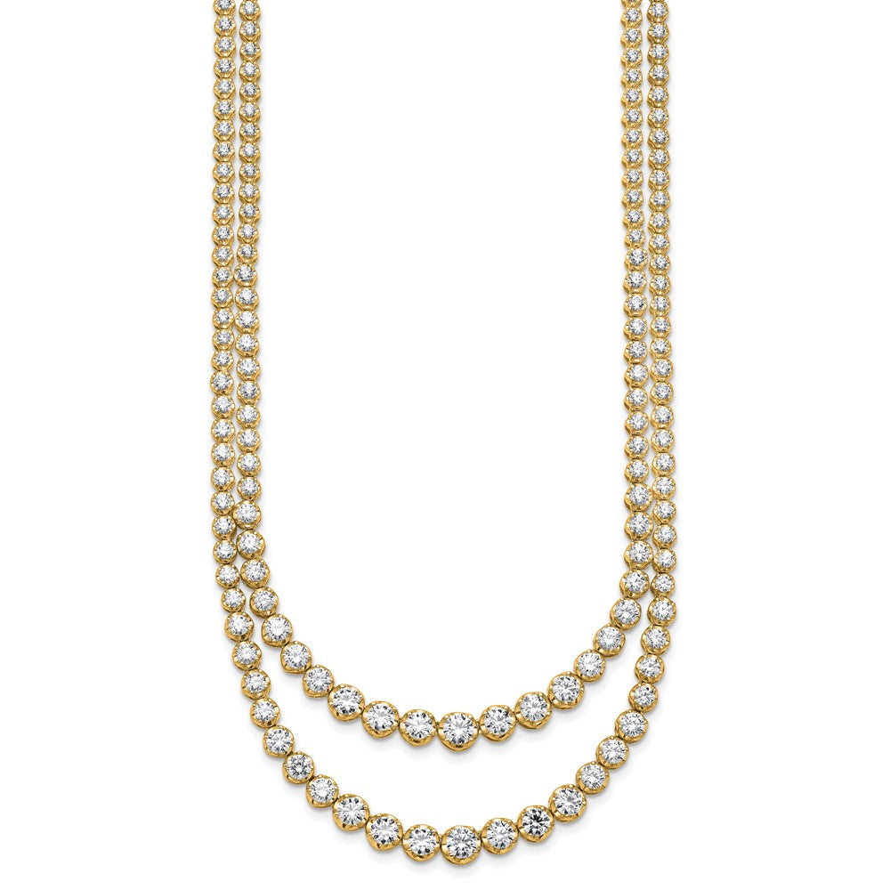 14k 14 3/8ct Cert Lab Grown Dia VS+ F+ 16in Grad Layered Tennis Necklace