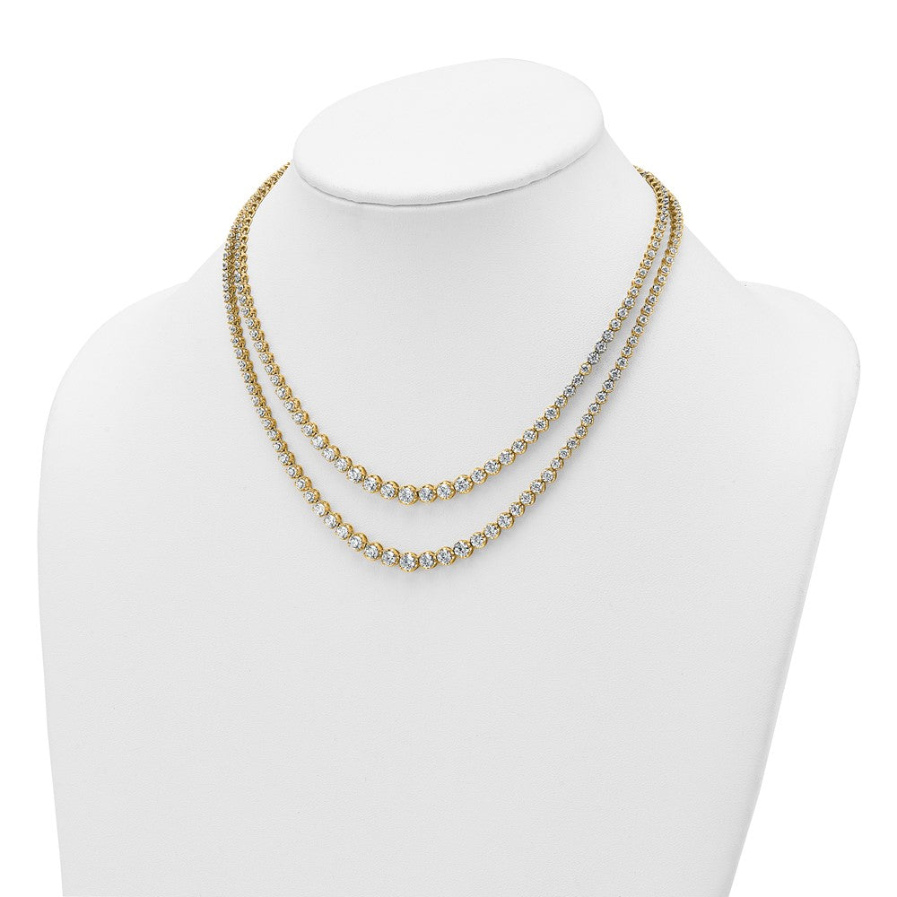14k 14 3/8ct Cert Lab Grown Dia VS+ F+ 16in Grad Layered Tennis Necklace