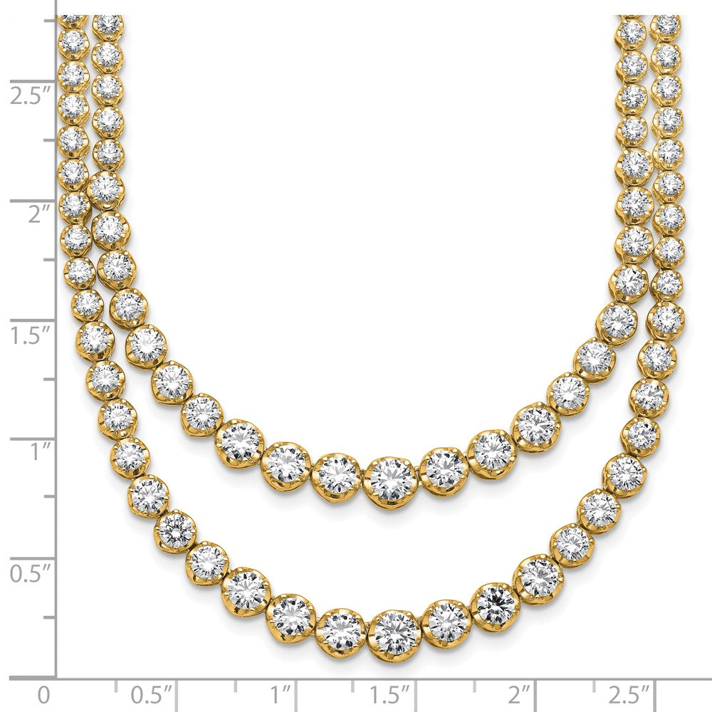 14k 14 3/8ct Cert Lab Grown Dia VS+ F+ 16in Grad Layered Tennis Necklace