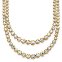 14k 14 3/8ct Lab Grown Dia VS/SI+ G+ 16in Grad Layered Tennis Necklace