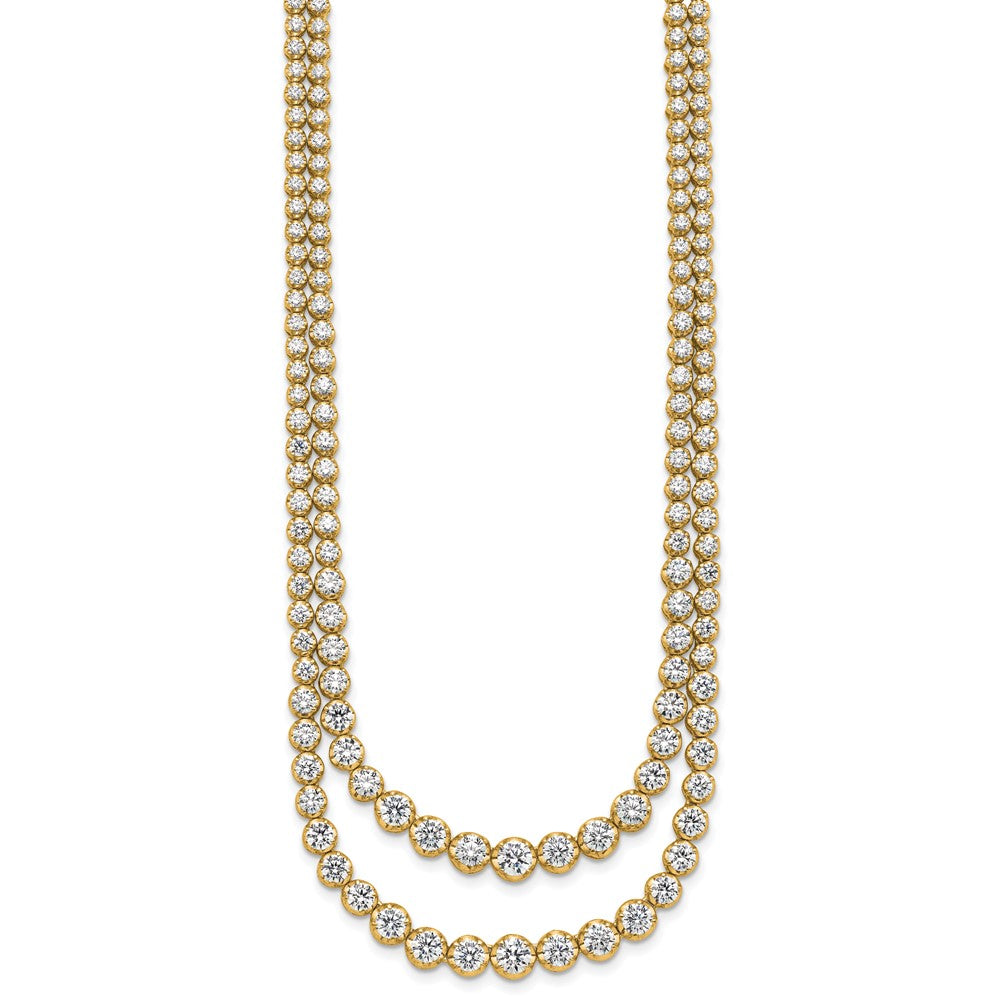 14k 14 7/8ct Cert Lab Grown Dia VS/SI+ G+ 18in Grad Layered Tennis Necklace