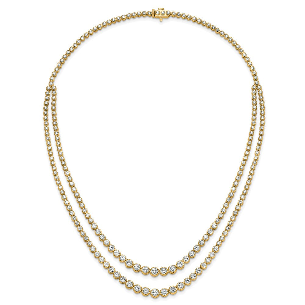 14k 14 7/8ct Cert Lab Grown Dia VS/SI+ G+ 18in Grad Layered Tennis Necklace