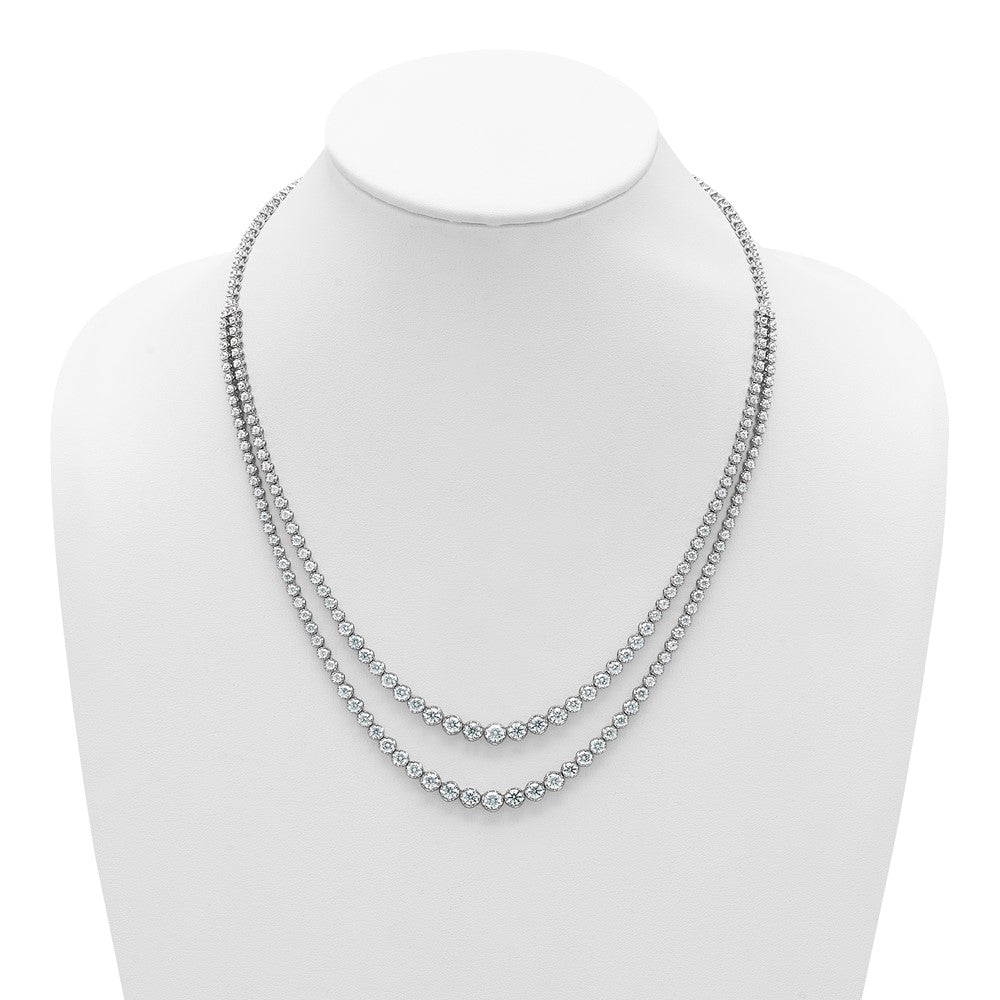 14kw 15 1/2ct Cert Lab Grown Dia VS+ F+ 20in Grad Layered Tennis Necklace