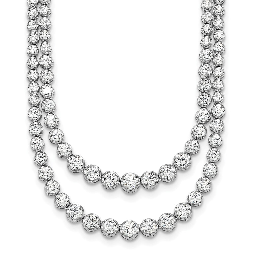 14kw 15 1/2ct Lab Grown Dia VS/SI+ G+ 20in Grad Layered Tennis Necklace