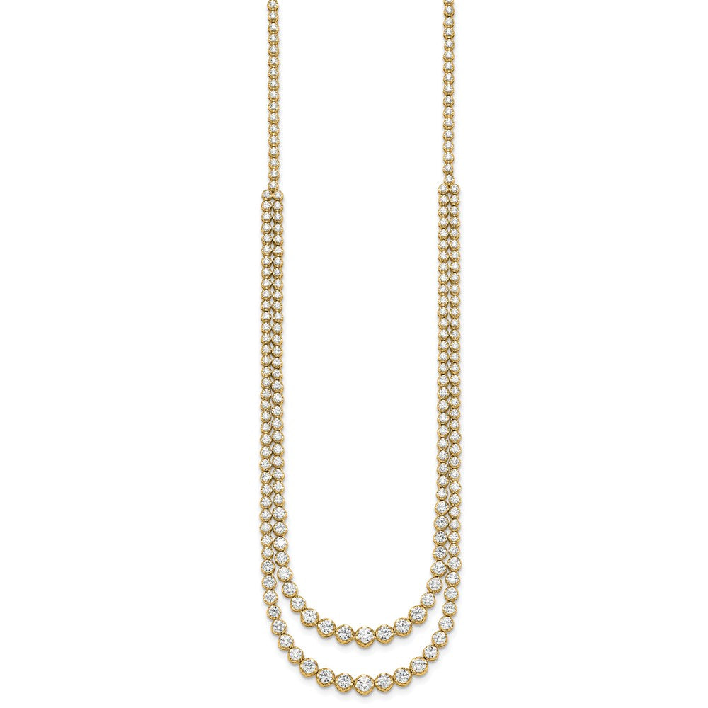 14k 15 1/2ct Cert Lab Grown Dia VS/SI+ G+ 20in Grad Layered Tennis Necklace