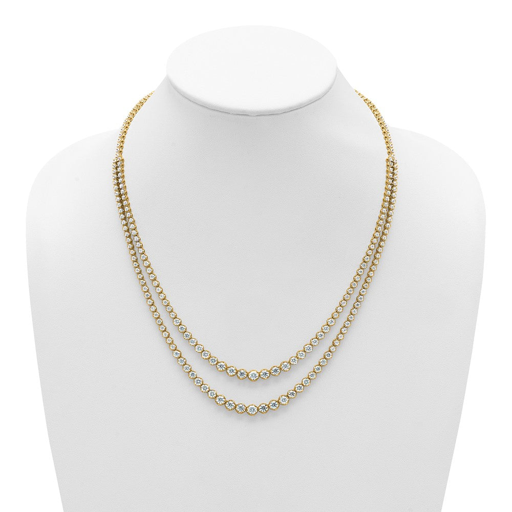 14k 15 1/2ct Cert Lab Grown Dia VS+ F+ 20in Grad Layered Tennis Necklace
