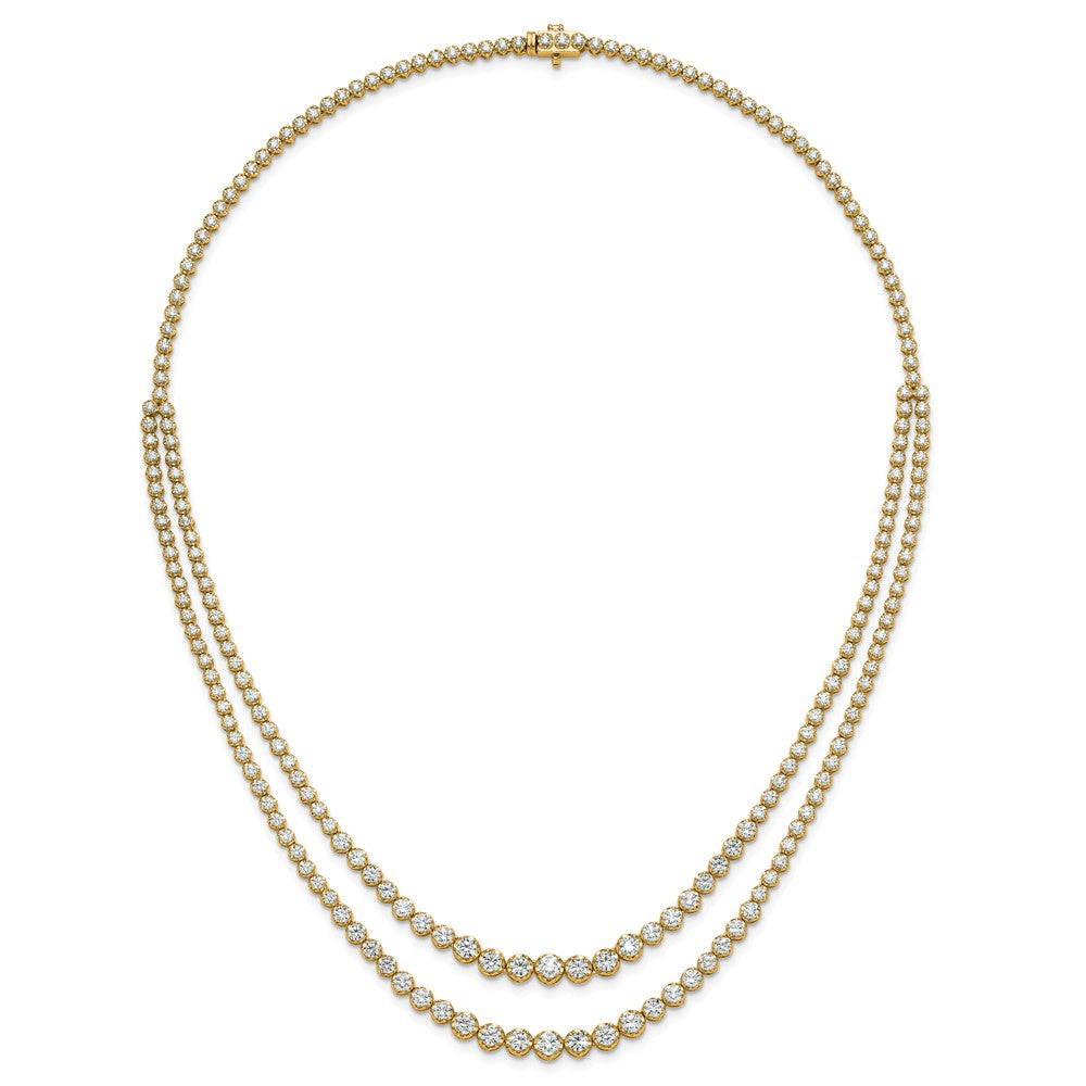 14k 15 1/2ct Cert Lab Grown Dia VS/SI+ G+ 20in Grad Layered Tennis Necklace