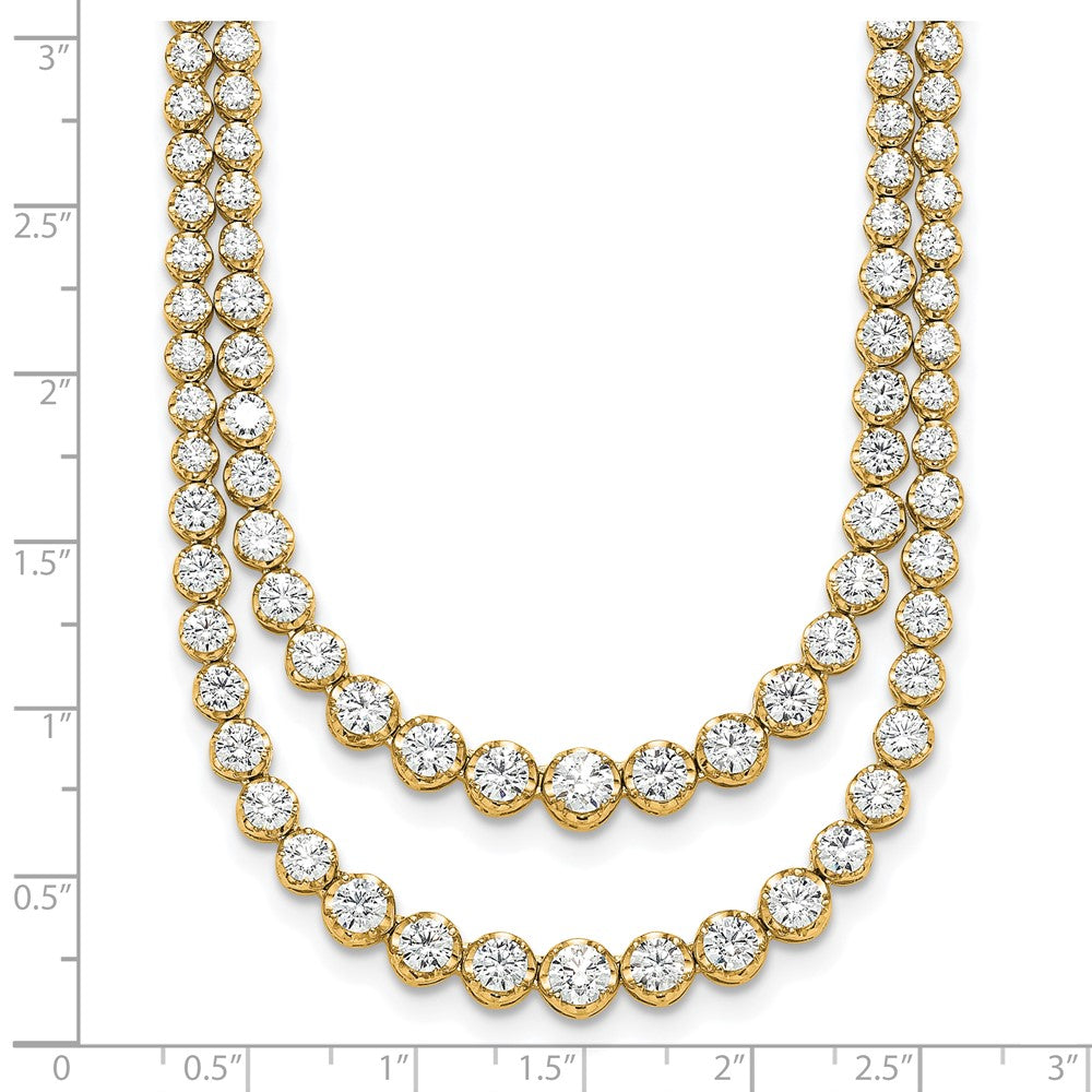 14k 15 1/2ct Cert Lab Grown Dia VS+ F+ 20in Grad Layered Tennis Necklace