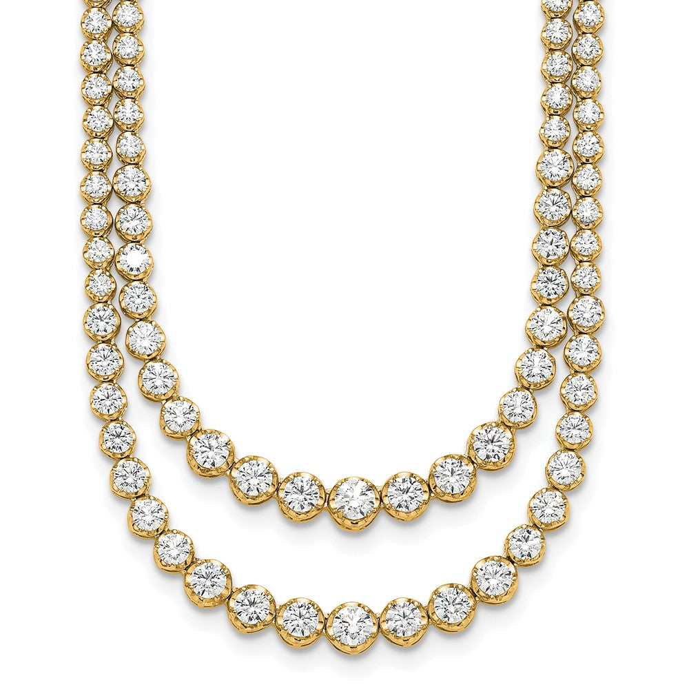 14k 15 1/2ct Cert Lab Grown Dia VS/SI+ G+ 20in Grad Layered Tennis Necklace